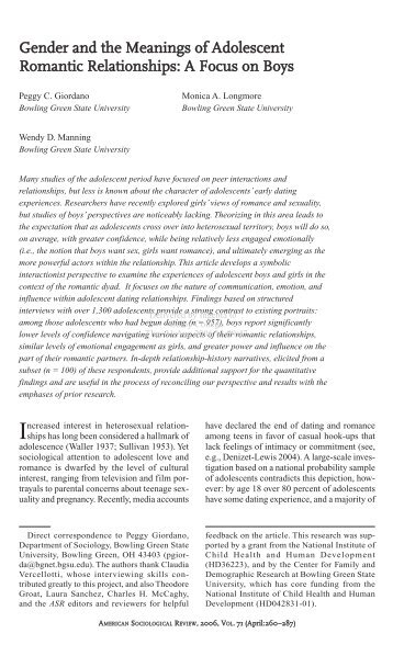 Gender and the Meanings of Adolescent Romantic Relationships: A ...