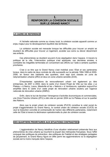 contrat urbain de cohÃ©sion sociale du Grand Nancy - SIG Politique ...