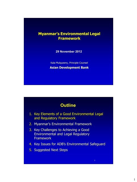Myanmar's Environmental Legal Framework - GMS-EOC