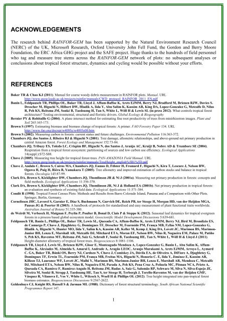 RAINFOR GEM Intensive Plots Manual (pdf) - University of Oxford