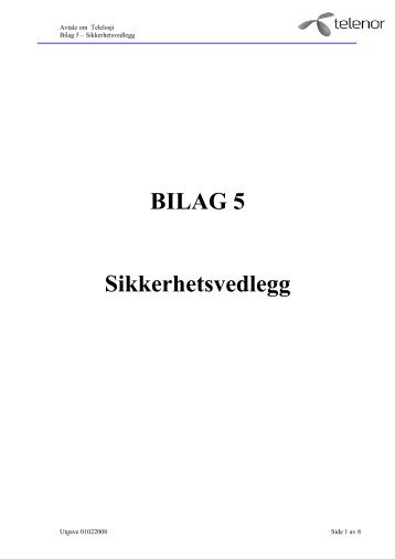 BILAG 5 Sikkerhetsvedlegg - Telenor