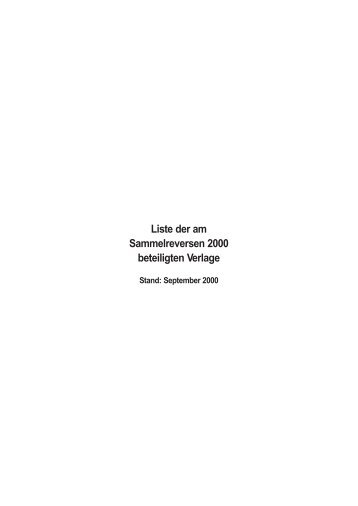 Liste der am Sammelreversen 2000 beteiligten Verlage