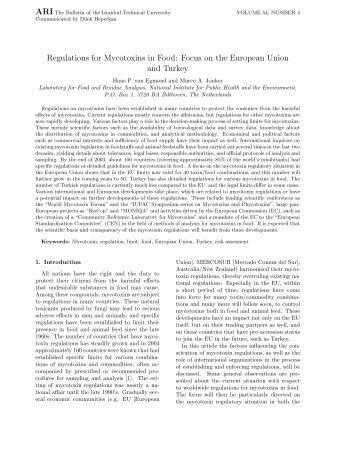 Regulations for Mycotoxins in Food: Focus on the European ... - ARI