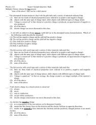Physics 212 Exam I Sample Question Bank 2008 Multiple Choice ...