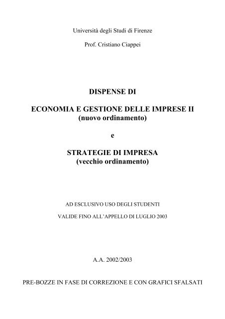 DISPENSE DI ECONOMIA E GESTIONE DELLE IMPRESE II (nuovo ...