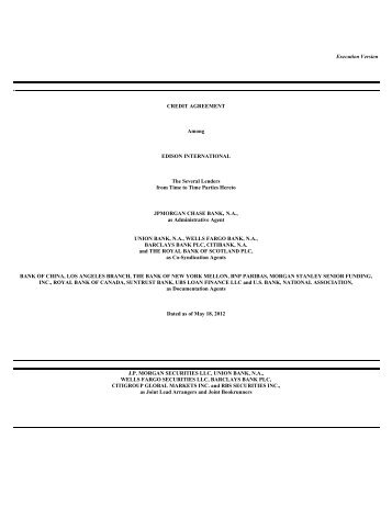 EIX Credit Agreement dated May 18, 2012 - Edison International