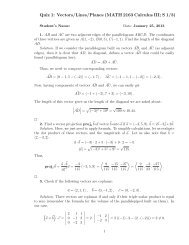 Quiz 1: Vectors/Lines/Planes (MATH 2163 Calculus III; S 1/3)