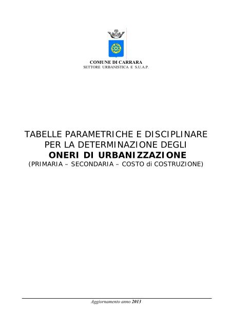 oneri di urbanizzazione - Comune di Carrara