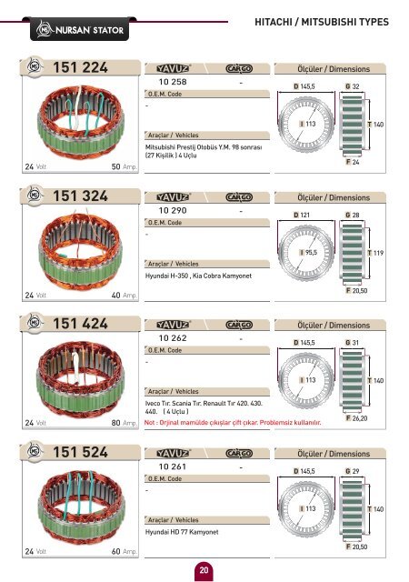 bosch type - Nursan Stator