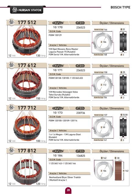 bosch type - Nursan Stator