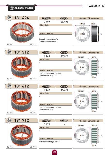 bosch type - Nursan Stator