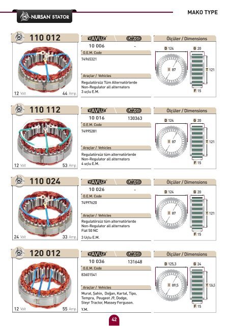 bosch type - Nursan Stator