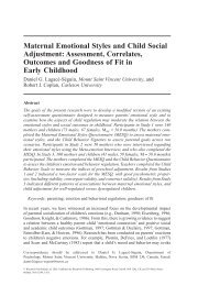 Maternal Emotional Styles and Child Social Adjustment: Assessment ...