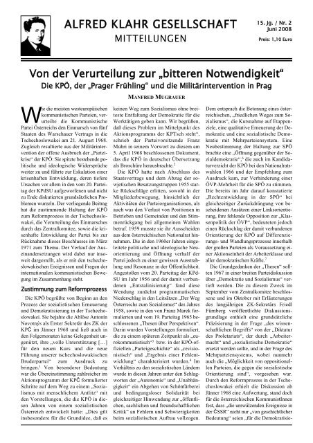 Mitteilungen der Alfred Klahr Gesellschaft, Nr. 2/2008, als pdf-Datei
