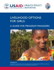 LIVELIHOOD OPTIONS FOR GIRLS: - Health Policy Initiative