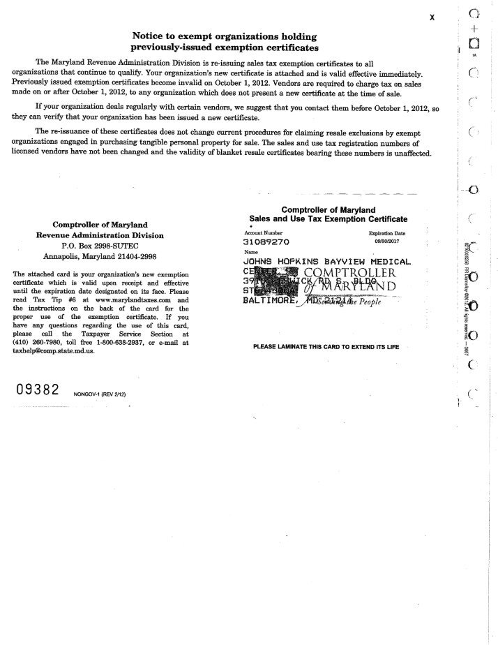 2012 Pueblo and Colorado Sales Tax Exemption Certificate - Rocky ...