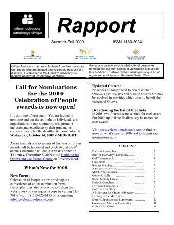 Call for Nominations for the 2009 Celebration of ... - Citizen Advocacy