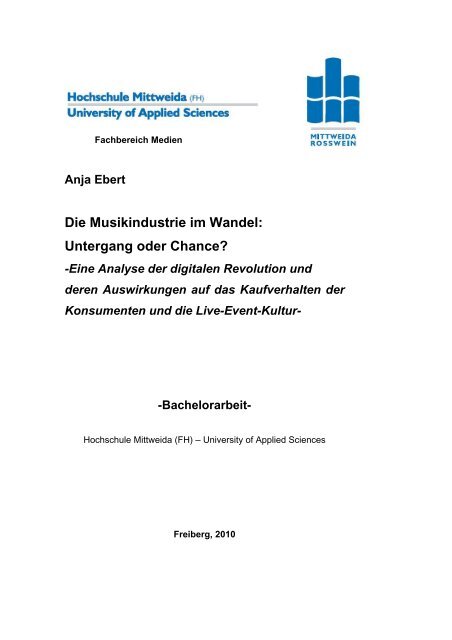 Anja Ebert Die Musikindustrie Im Wandel Untergang Oder Chance