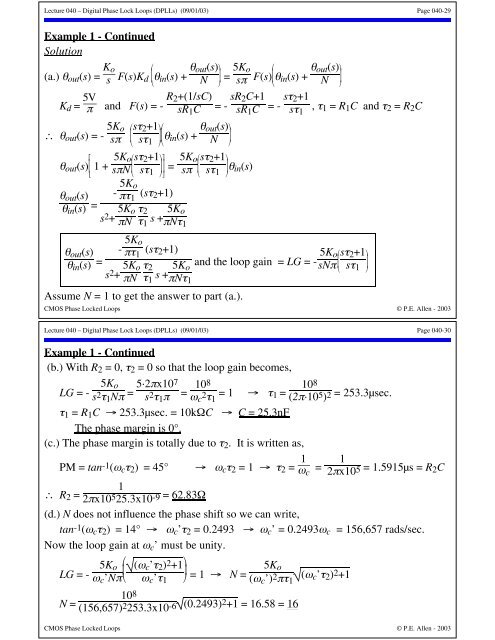 LECTURE 040 Ã¢Â€Â“DIGITAL PHASE LOCK LOOPS (DPLLs)