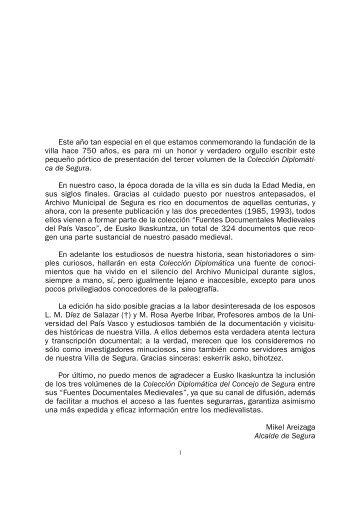 Documentación Medieval del Archivo Municipal de Segura. (1450 ...