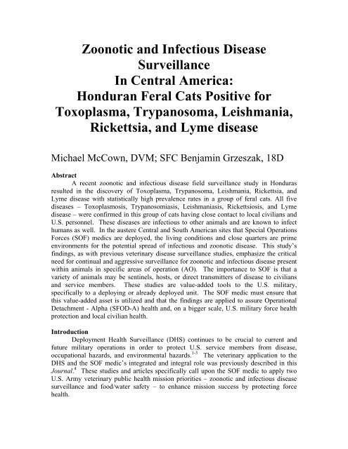 McCown M. Grzeszak B. Zoonotic and Infectious Disease ...