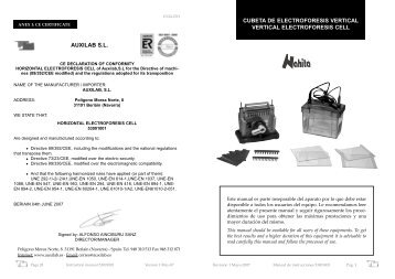 CUBETA DE ELECTROFORESIS VERTICAL VERTICAL ... - Auxilab