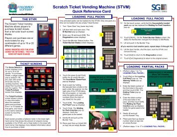 Scratch Ticket Vending Machine (STVM) Tips - Colorado Lottery