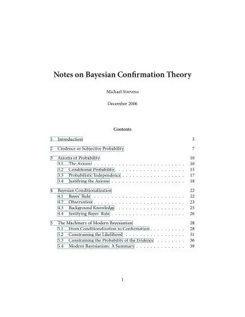 Notes on Bayesian Confirmation Theory - Joel Velasco