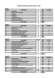 MATRIZ CURRICULAR PSICOLOGIA â 2006 - Uniarp