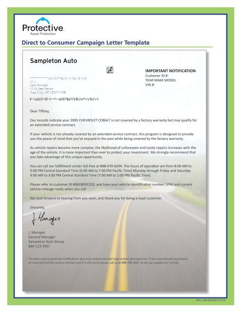 Direct to Consumer Campaign Letter Template