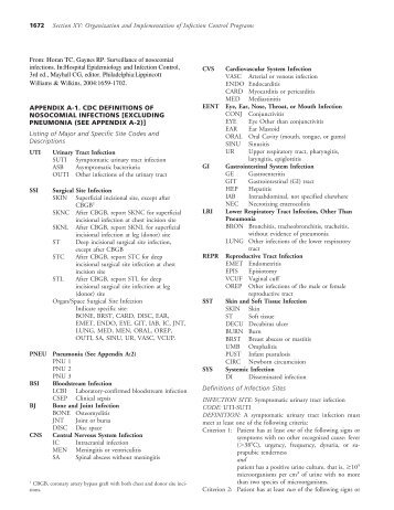 CDC Definitions of Nosocomial Infections (PDF) - CPCCRN