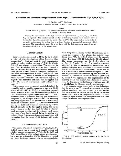 Reversible and irreversible magnetization in the high-T_{c ...