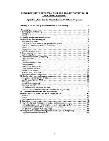 secondary data review on the food security situation in the kyrgyz ...