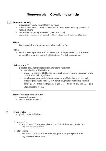 Stereometrie – Cavalieriho princip - eAMOS