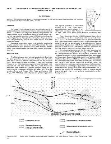 Geochemical sampling of the Bidou Lake supgroup of the Rice Lake ...