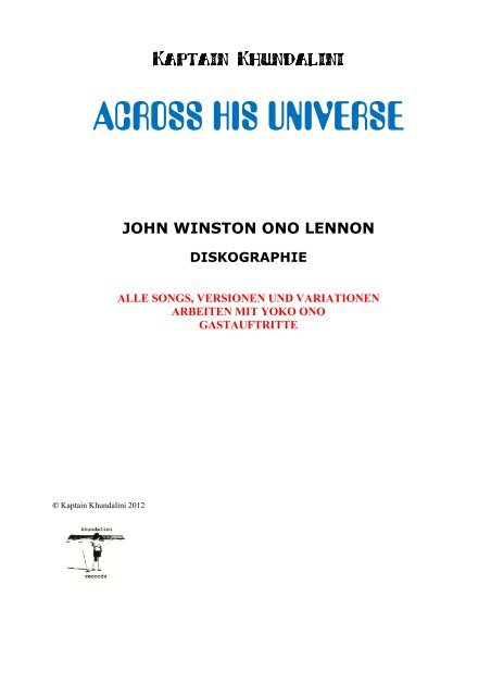 John Winston Ono Lennon Diskographie Dome Of Rock 