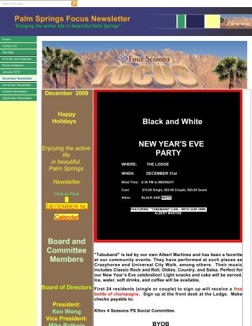 Palm Springs Focus Newsletter Board and Committee Members ...
