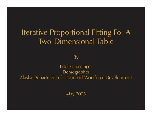 Iterative Proportional Fitting For A Two-Dimensional Table