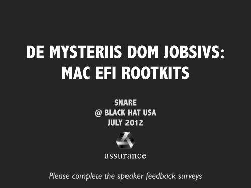 DE MYSTERIIS DOM JOBSIVS Mac EFI Rootkits - Reverse ...
