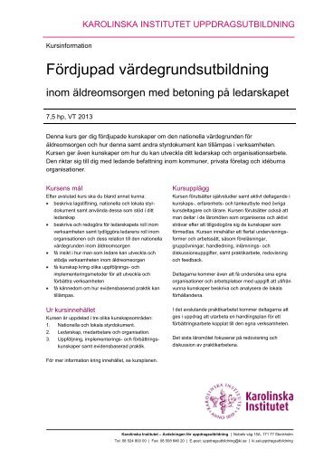 Kursinformation - Karolinska Institutet