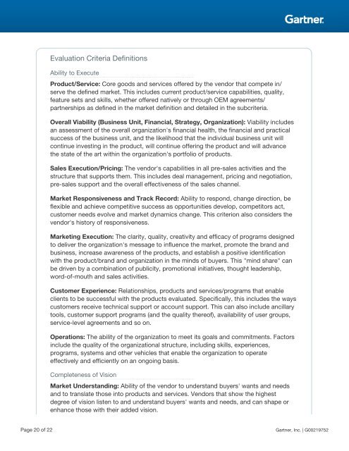 Evaluation Criteria Defin
