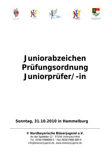 Juniorabzeichen Prüfungsordnung Juniorprüfer - Nordbayerische ...