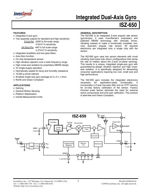 Integrated Dual-Axis Gyro ISZ-650 - RoBoard