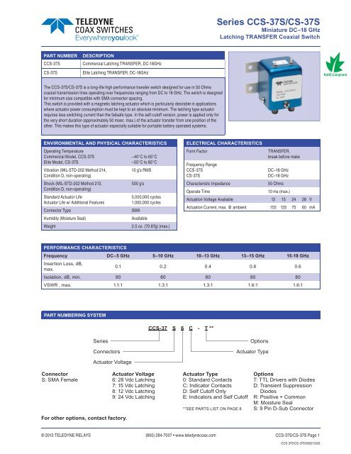 CCS-37S LATCHING - SHORT.indd - Teledyne Coax Switches