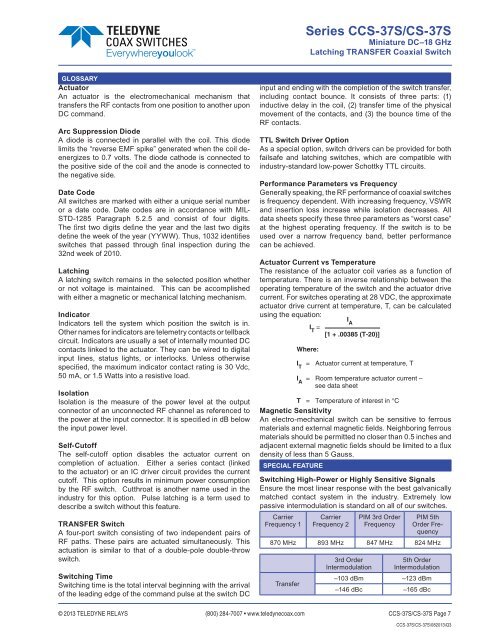 CCS-37S LATCHING - SHORT.indd - Teledyne Coax Switches
