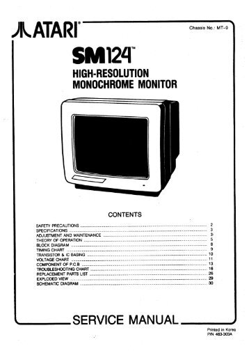 Atari SM124 Service Manual P/N 483-303A (MT-9) [undated]