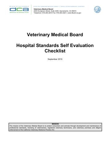 Review Inspection Program Self Checklist - California Veterinary ...