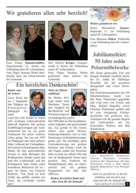 20 Jahre Bürgermeister Baumgartner - Gemeinde Bad Schallerbach