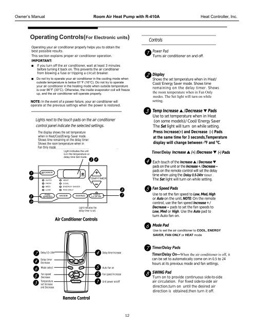 OWNER'S MANUAL - Comfort-Aire