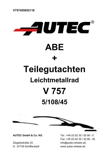 ABE + Teilegutachten V 757 - AUTEC GmbH & Co. KG